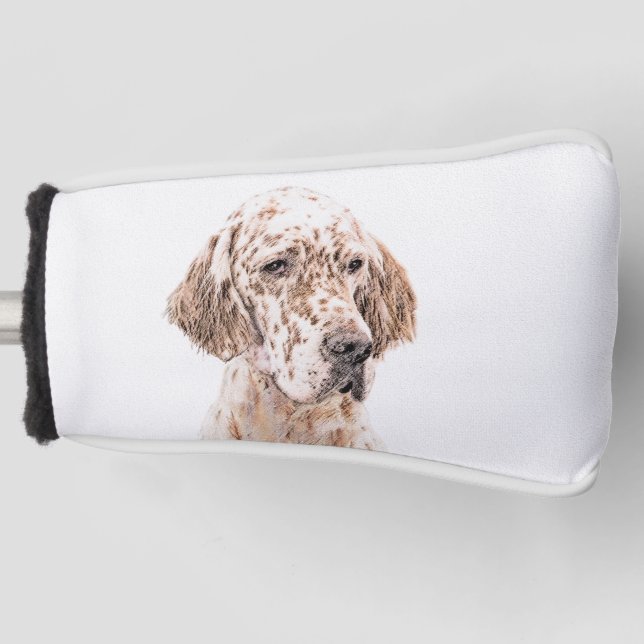 Couvre-club De Golf Anglais Setter Orange Belton Peinture Chien Art (Devant)