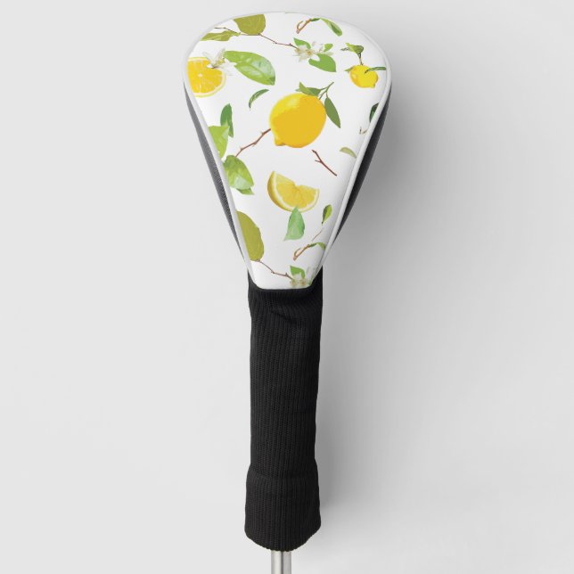 Couvre-club De Golf Aquarelle Citron et Feuilles 2 (Devant)