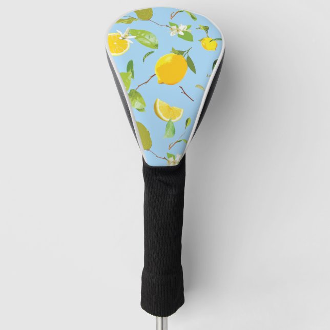 Couvre-club De Golf Aquarelle Citron et Feuilles 3 (Devant)