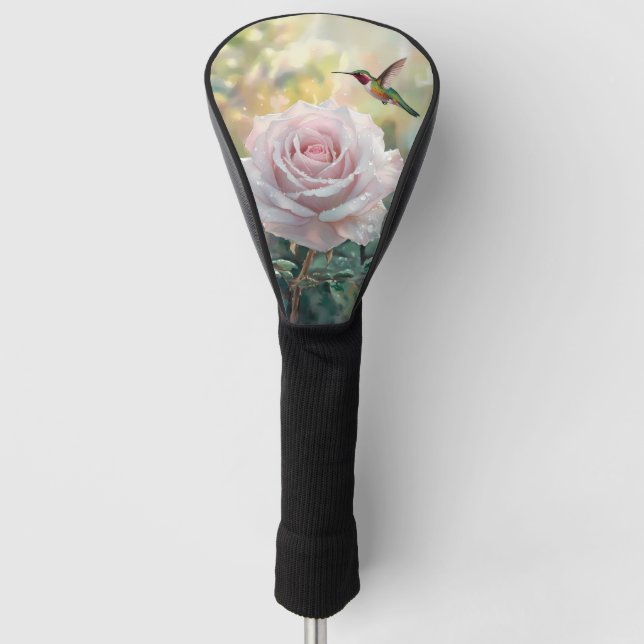 Couvre-club De Golf Aquarelle Colibri et rose (Devant)