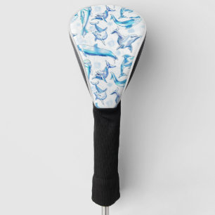 Couvre-club De Golf aquarelle dauphin poisson sans soudure motif, daup