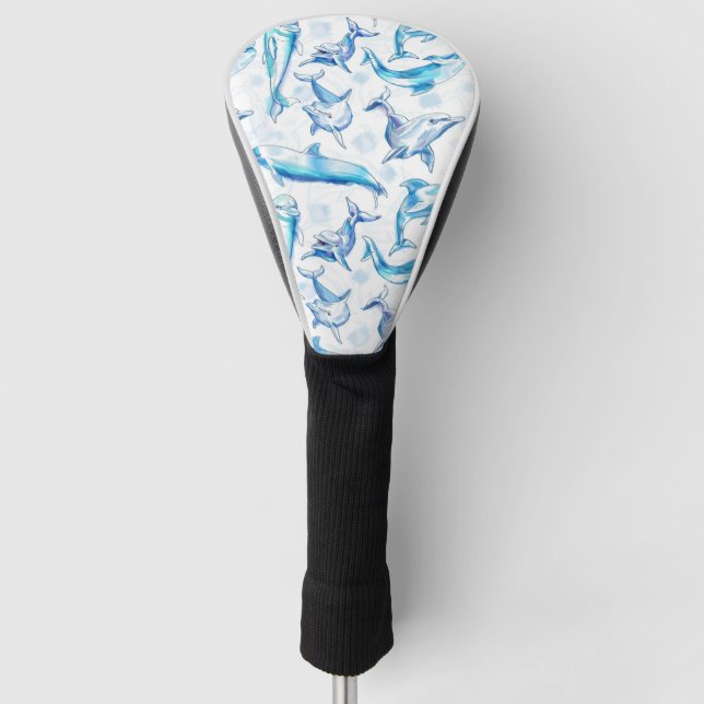 Couvre-club De Golf aquarelle dauphin poisson sans soudure motif, daup (Devant)