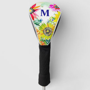 Couvre-club De Golf Aquarelle Fleurs Monogrammes