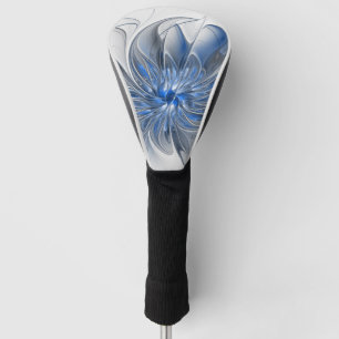 Couvre-club De Golf Aquarelle gris bleu Abstrait Fractal Art Flower