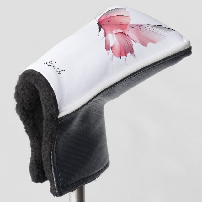 Couvre-club De Golf Aquarelle Papillon Nom personnalisé Putter (Devant 3/4)