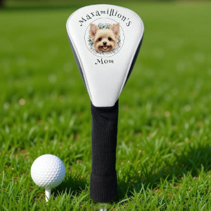 Couvre-club De Golf Aquarelle Yorkie et couronne florale