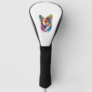 Couvre-club De Golf Arc-en-ciel coloré réaliste Welsh Corgi chien