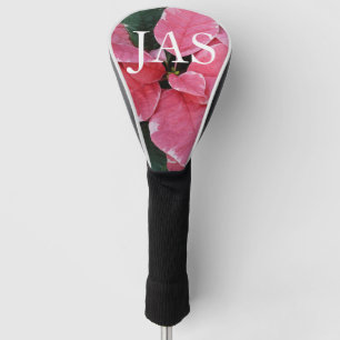 Couvre-club De Golf Argent Star Marbre Poinsettias Pink Holiday Floral