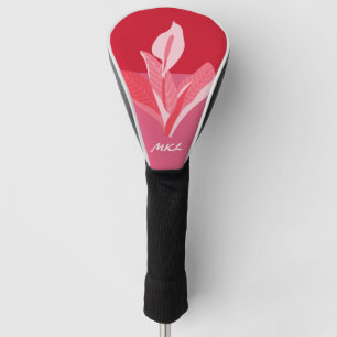 Couvre-club De Golf Art Moderne Calla Lily Rouge Rose Monogramme