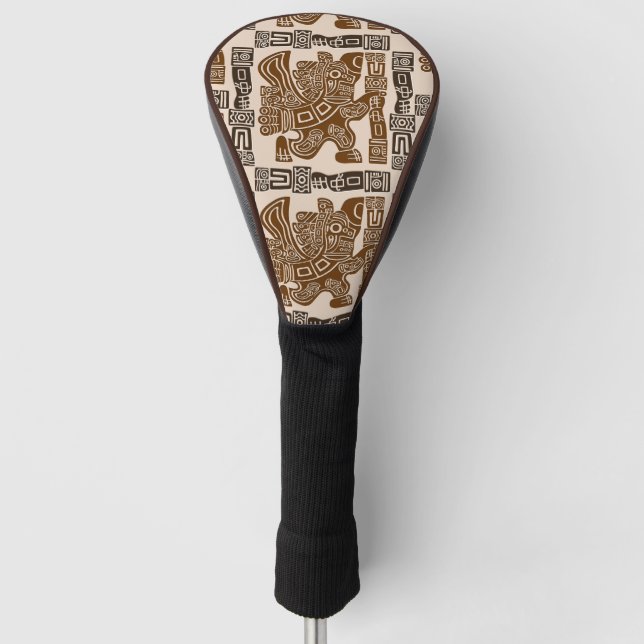 Couvre-club De Golf Aztec Eagle Guerrier Tribal Art antique (Devant)