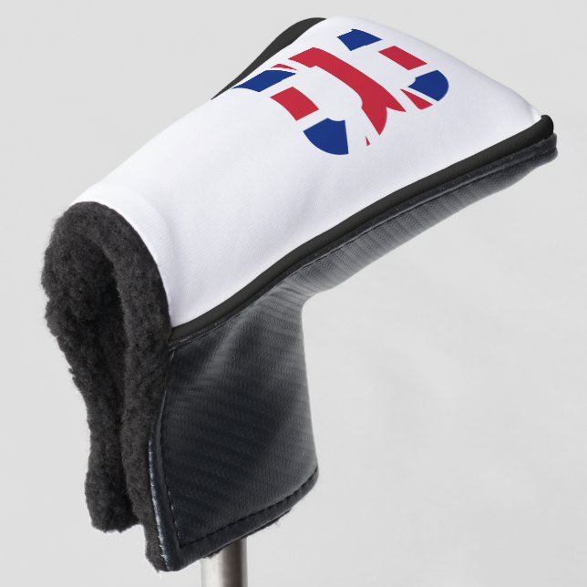Couvre-club De Golf B Monogramme superposé sur le drapeau Union Jack (Devant 3/4)