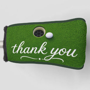 Couvre-club De Golf Balle de golf à côté du trou avec le texte merci