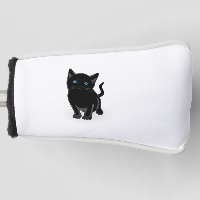 Couvre-club De Golf Bande dessinée noire de minou (Devant)
