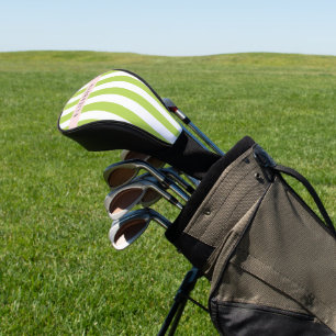 Couvre-club De Golf Bandes vertes, Lignes, Motif rayé, Votre Nom