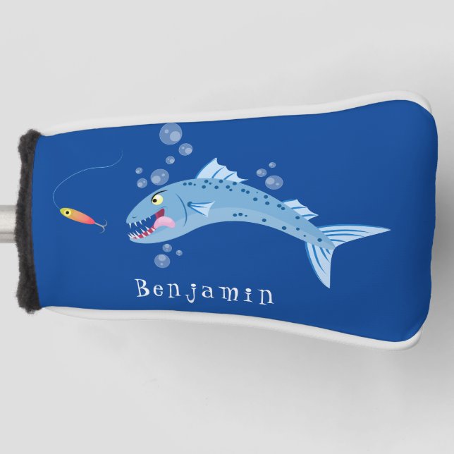 Couvre-club De Golf Barracuda poisson affamé de la pêche dessin animé (Devant)