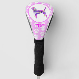 Couvre-club De Golf Beagle Hound Chien Silhouette Paw Pink PY&B