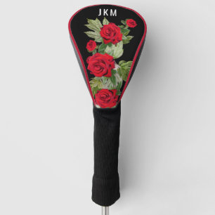 Couvre-club De Golf Beaux roses rouges avec le monogramme