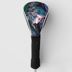 Couvre-club De Golf Belle femme colorée et Plante