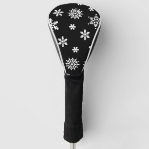 Couvre-club De Golf Belles Fleurs Noires Et Blanches