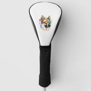 Couvre-club De Golf Berger allemand coloré Pop Art Papa Maman Amoureux