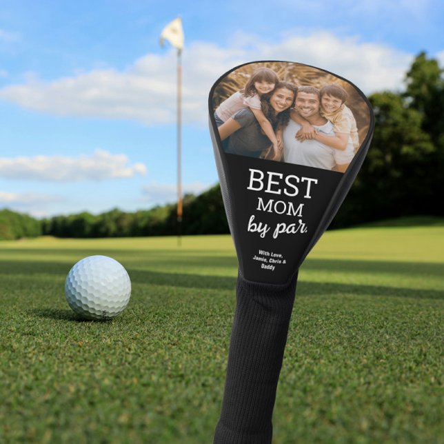 Couvre-club De Golf Best Mom by Par Photo personnalisée Modern (Best mom by par, photo golf club head cover )