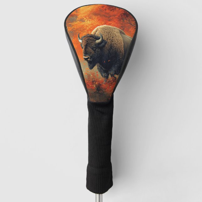 Couvre-club De Golf Bison dans l'artisanat boisé d'automne (Devant)