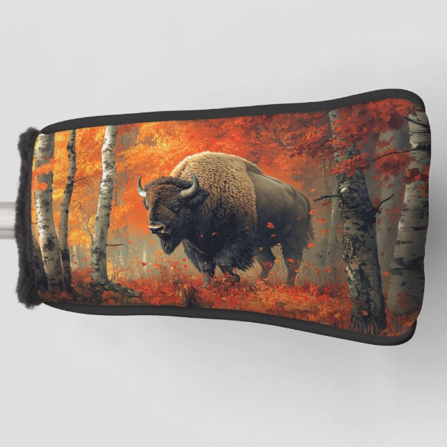Couvre-club De Golf Bison dans l'artisanat boisé d'automne (Devant)