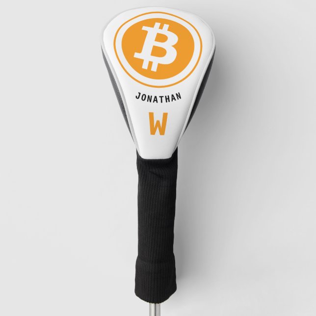 Couvre-club De Golf Bitcoin Cryptomonnaie Nom monogramme (Devant)