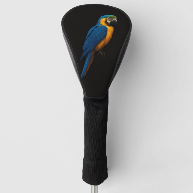 Couvre-club De Golf Black 4 Luxe Golf Driver Cover, Blue Yellow Macaw (Devant)