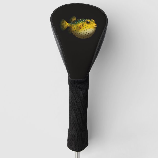 Couvre-club De Golf Black 4 Luxe Golf Driver Cover, Yellow Putterfish (Devant)