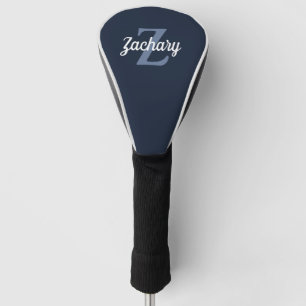Couvre-club De Golf Bleu marine et monogramme personnalisé blanc