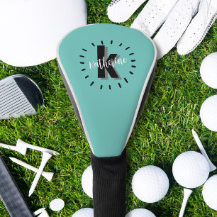 Couvre-club De Golf Bleu sarcelle monogramme initial moderne