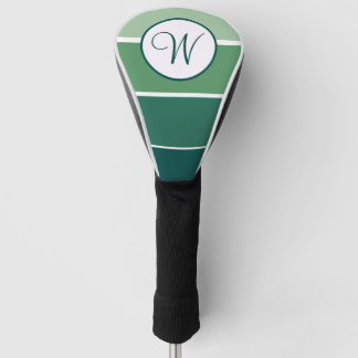 Couvre-club De Golf Bloc de dégradé vert monogramme moderne