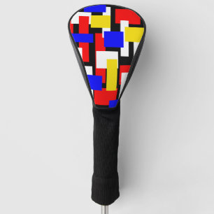 Couvre-club De Golf Blocs géométriques rouge, jaune, noir et bleu