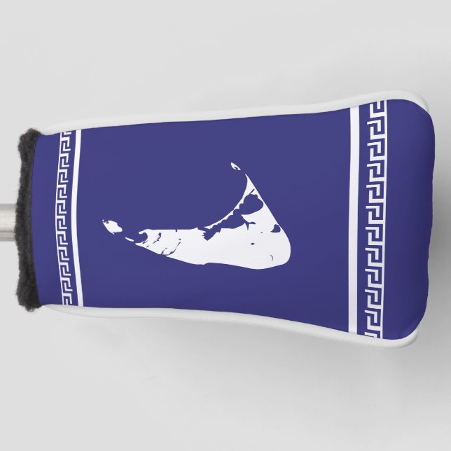 Couvre-club De Golf Blue and White Nantucket Island Grey Key Putter (Devant)