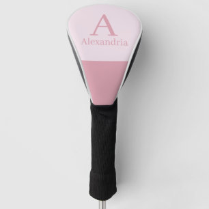 Couvre-club De Golf Blush Dusty Pink Monogramme Initiale Nom Minimalis