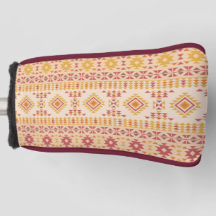 Couvre-club De Golf Boho Aztec Tissu Tribal en bleu rose + orange