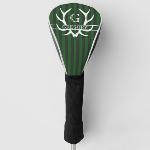 Couvre-club De Golf Bois de cerf élégants Monogramme Rayures vertes
