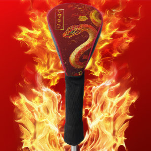 Couvre-club De Golf Bonne Fortune Gold et Red Année du serpent