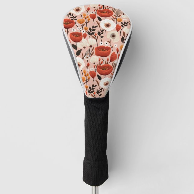 Couvre-club De Golf Botanique Boho Automne Fleur sauvage Meadow Motif (Devant)