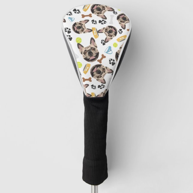 Couvre-club De Golf Bouledogue français de sourire de chien (Devant)