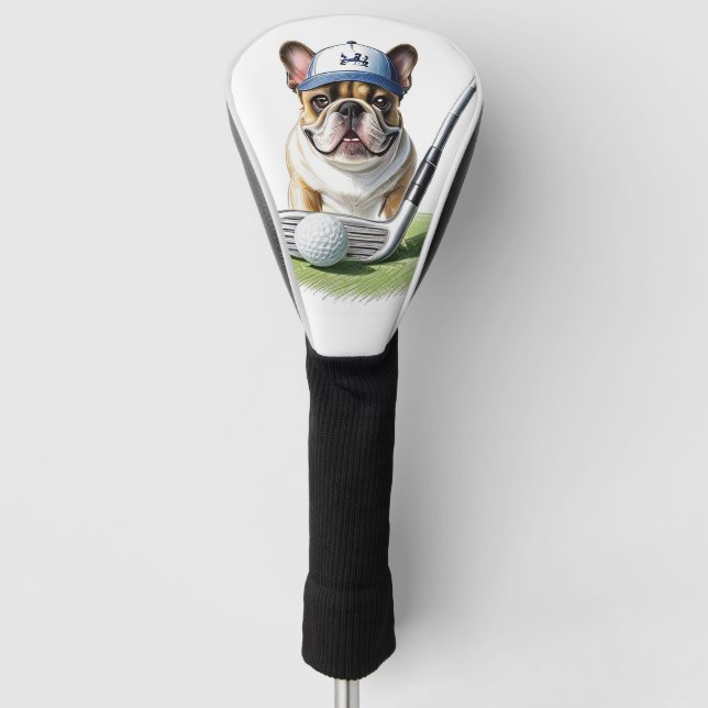 Couvre-club De Golf Bouledogue français sur un terrain de golf en vaca (Devant)