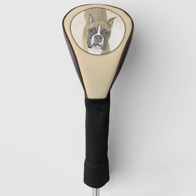 Couvre-club De Golf Boxer Peinture - Cute Original Chien Art (Devant)