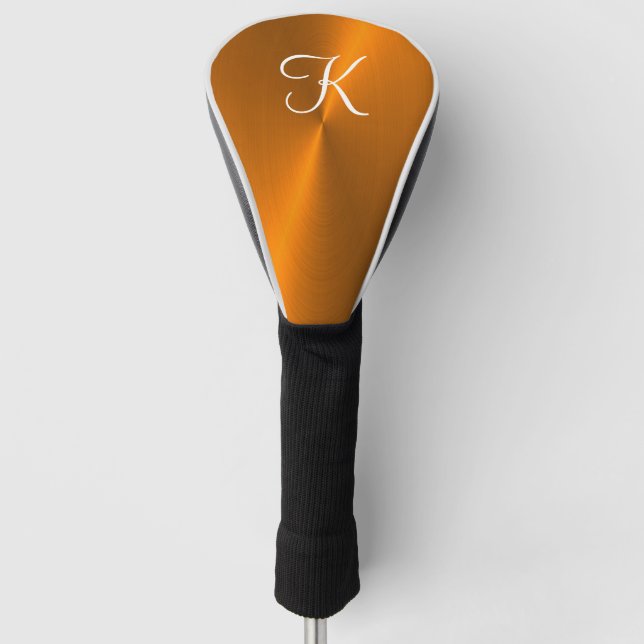 Couvre-club De Golf Bronze brillant faux monogramme métallique (Devant)