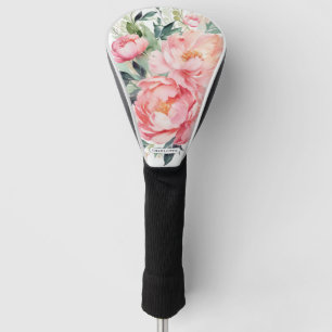Couvre-club De Golf Cadeau de golf personnalisé floral rose élégant