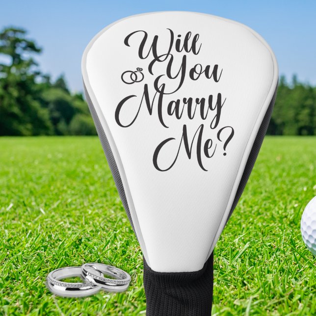 Couvre-club De Golf Cadeau de proposition de mariage pour golfeur - «  (Will You Marry Me? Golf Club Cover -  Golfer Proposal Idea for the Sporty Couple)