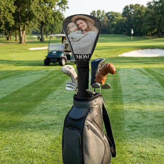 Couvre-club De Golf Cadeau Photo Typographie Blanche Établie par Maman