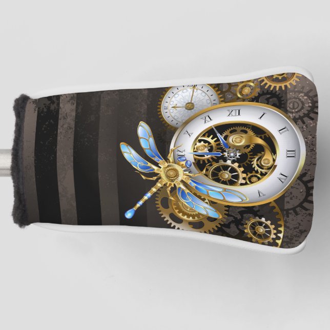Couvre-club De Golf Cadran Steampunk avec libellule (Devant)