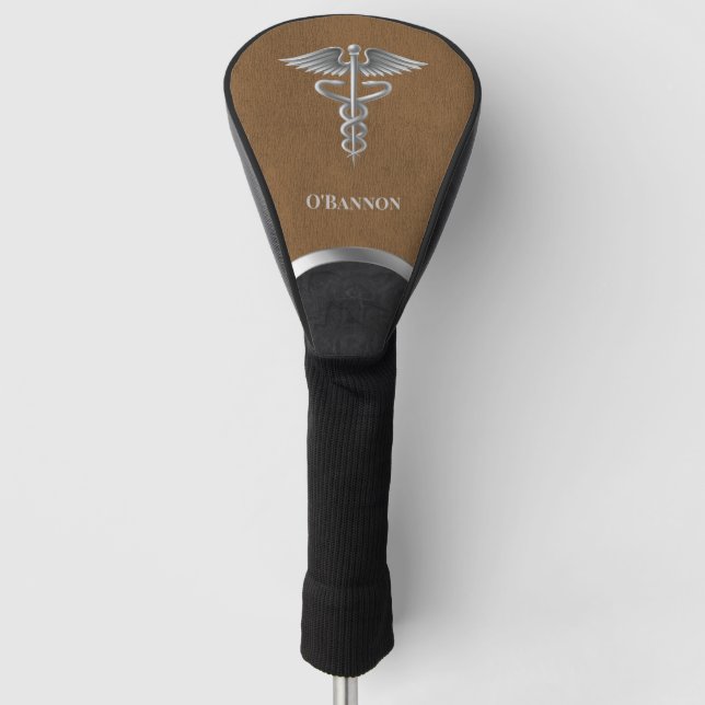 Couvre-club De Golf Caduceus Doctor Brown & Noir Personnalisé (Devant)