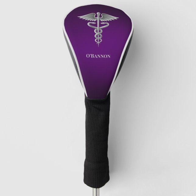 Couvre-club De Golf Caduceus on Purple Personnalisé (Devant)